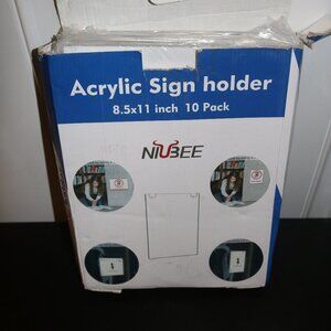 Acrylic sign holder 8.5x11 pack of 10 total box shows wear contents fine